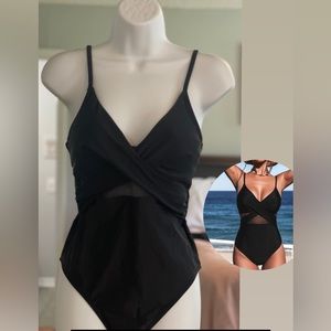 CUPSHE, One Piece Black Swimsuit Small
